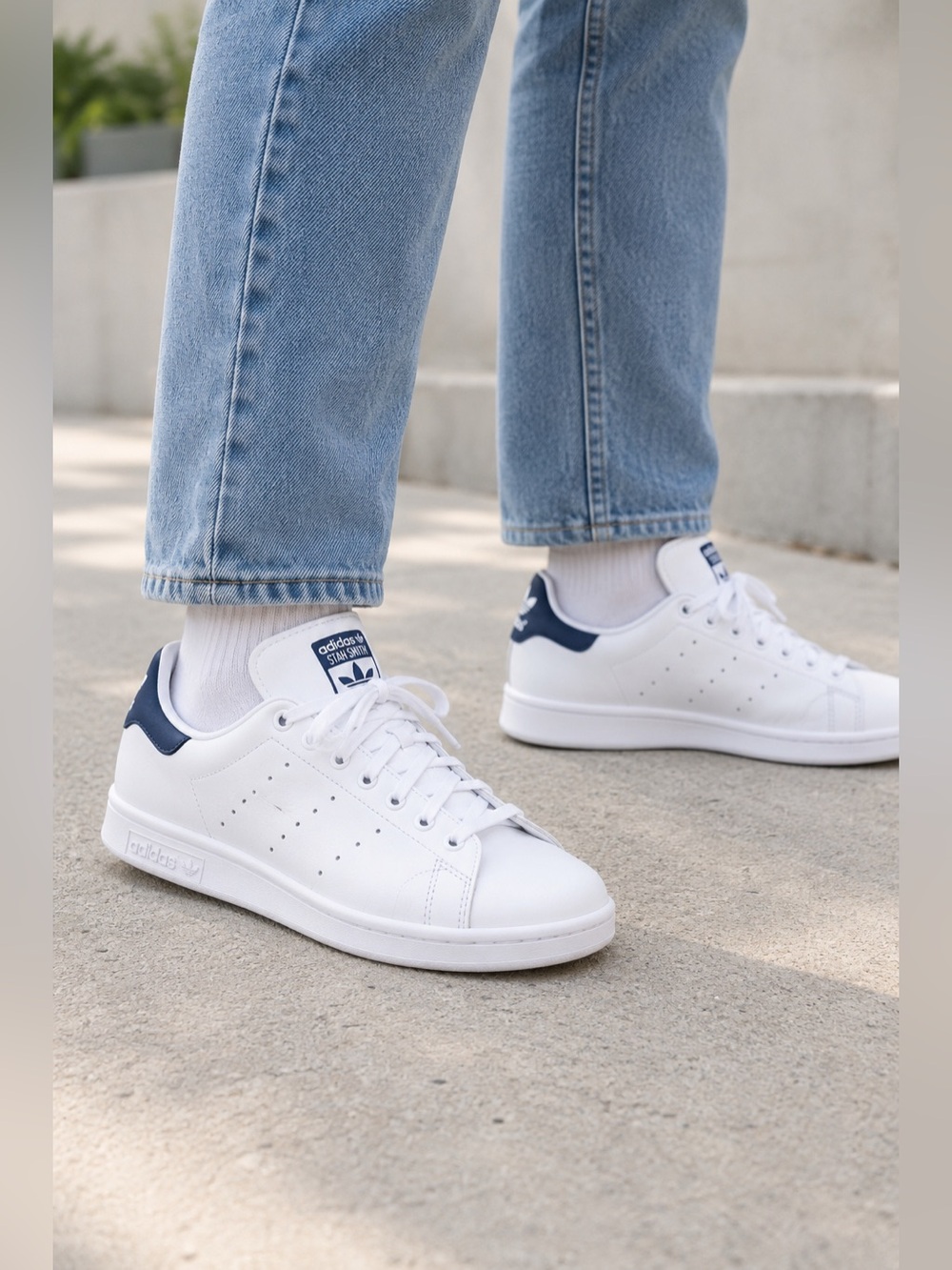 adidas Stan Smith Primegreen Men’s White Navy Sneakers Size 9 FX5501